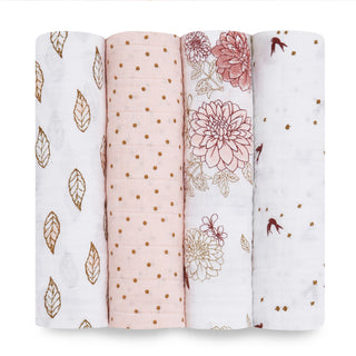 boutique 100% cotton muslin swaddles 4 pack