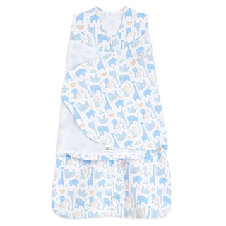 HALO 100% cotton baby swaddle in blue safari animals