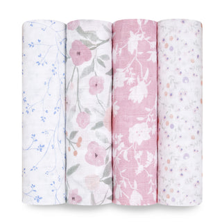 boutique 100% cotton muslin swaddles 4 pack