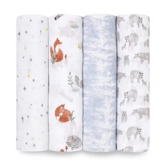 boutique 100% cotton muslin swaddles 4 pack