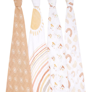 boutique 100% cotton muslin swaddles 4 pack