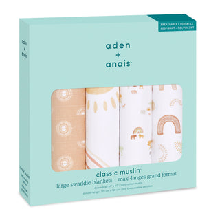 boutique 100% cotton muslin swaddles 4 pack