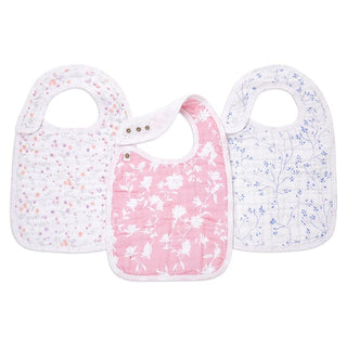 boutique 100% cotton muslin snap bibs 3 pack