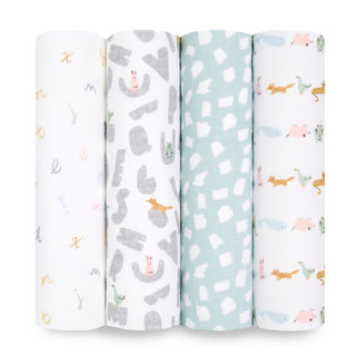 essentials cotton muslin swaddles 4 pack