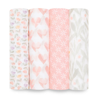 essentials cotton muslin swaddles 4 pack