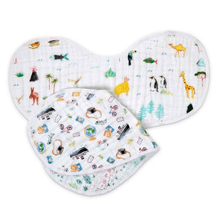 boutique 100% cotton muslin burpy bibs 2 pack