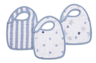 boutique 100% cotton muslin snap bibs 3 pack