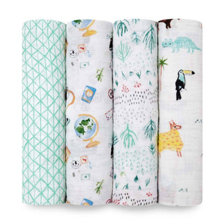 boutique 100% cotton muslin swaddles 4 pack