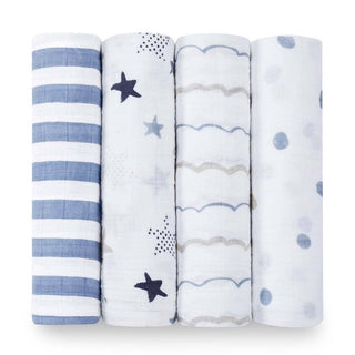 boutique 100% cotton muslin swaddles 4 pack