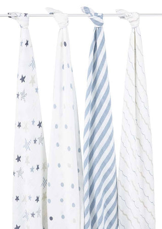 boutique 100% cotton muslin swaddles 4 pack