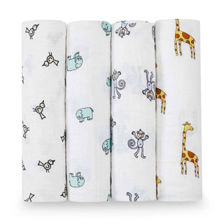 boutique 100% cotton muslin swaddles 4 pack