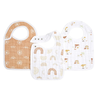 boutique 100% cotton muslin snap bibs 3 pack