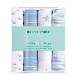 essentials cotton muslin swaddles 4 pack