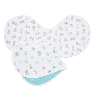 boutique 100% cotton muslin burpy bibs 2 pack