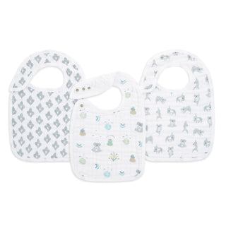 boutique 100% cotton muslin snap bibs 3 pack