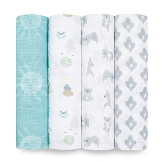 boutique 100% cotton muslin swaddles 4 pack