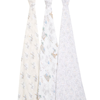 boutique 100% cotton muslin swaddles 3 pack