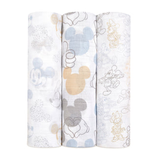 boutique 100% cotton muslin swaddles 3 pack