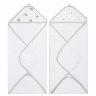 essentials cotton muslin hooded towels 2 pack