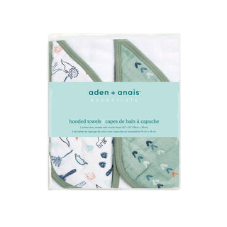 essentials cotton muslin hooded towels 2 pack