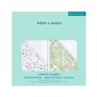 essentials cotton muslin hooded towels 2 pack