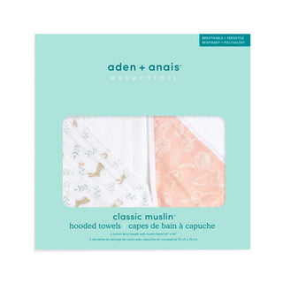 essentials cotton muslin hooded towels 2 pack