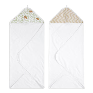 essentials cotton muslin hooded towels 2 pack