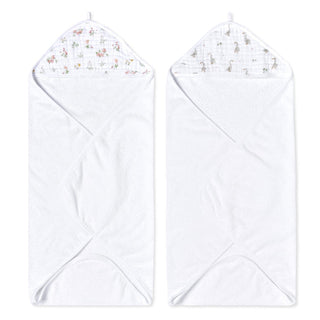 essentials cotton muslin hooded towels 2 pack