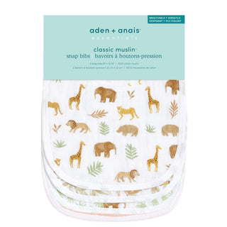 essentials cotton muslin snap bibs 3 pack