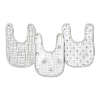 essentials cotton muslin snap bibs 3 pack