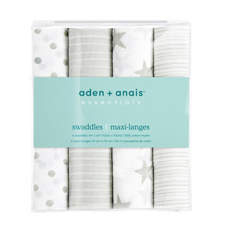 essentials cotton muslin swaddles 4 pack