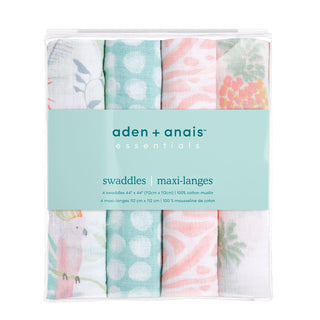 essentials cotton muslin swaddles 4 pack