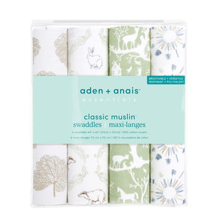 essentials cotton muslin swaddles 4 pack