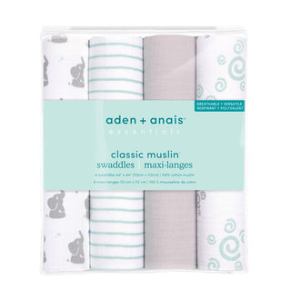 essentials cotton muslin swaddles 4 pack